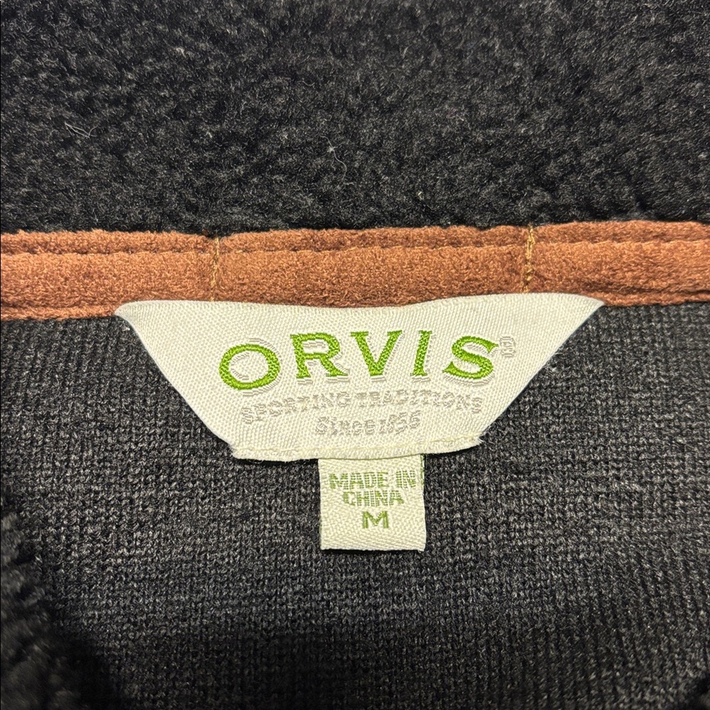 Orvis Toggle-Button Black Sherpa Fleece Jacket Size M - Picture 11 of 15